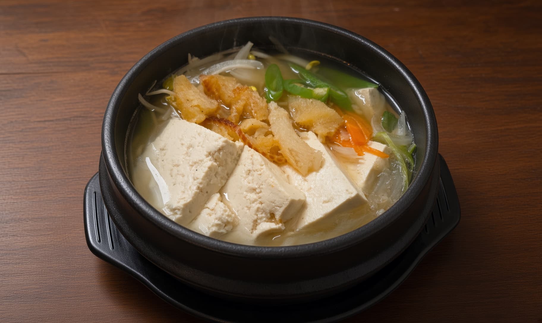 Tofu-Pilzsuppe im Ttukbaegi